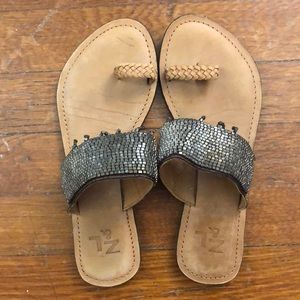 3 for $10 🌺 Z & L Genuine Leather Metallic Beaded Indian Toe Ring Sandals - 6